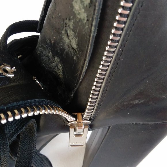 UNIF 7 BLACK LEATHER HELLHOUND PLATFORM BOOTS goth club dance Halloween U.N.I.F. - Picture 13 of 16